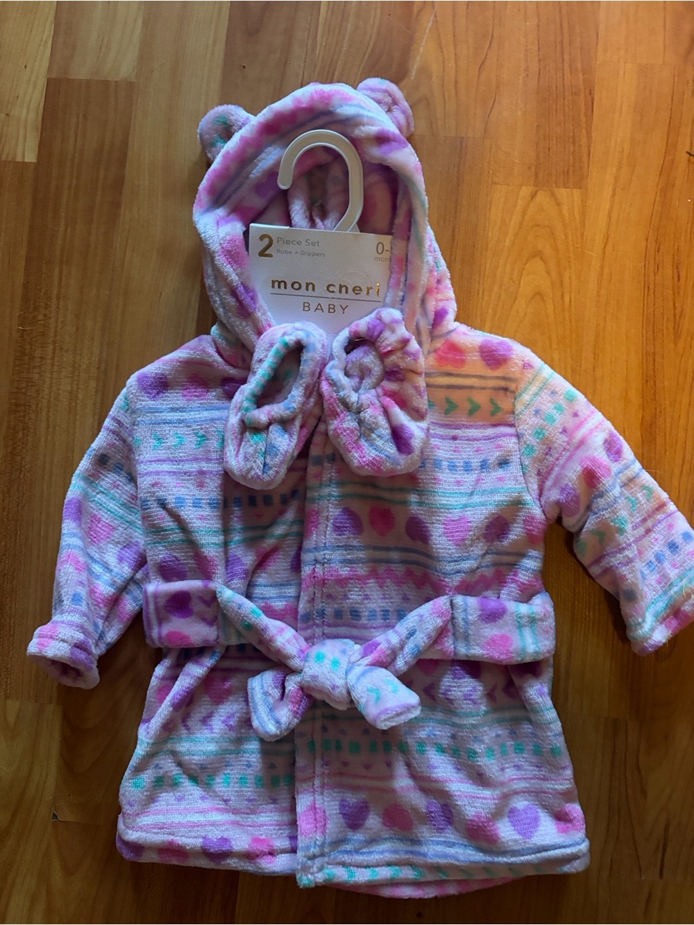 Mon Cheri Baby Plush Hooded Robe and Slippers